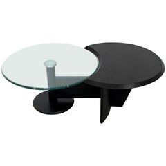 Contemporary Modern Cassina Black Metal Chrome & Glass Coffee Table, 1970s Italy