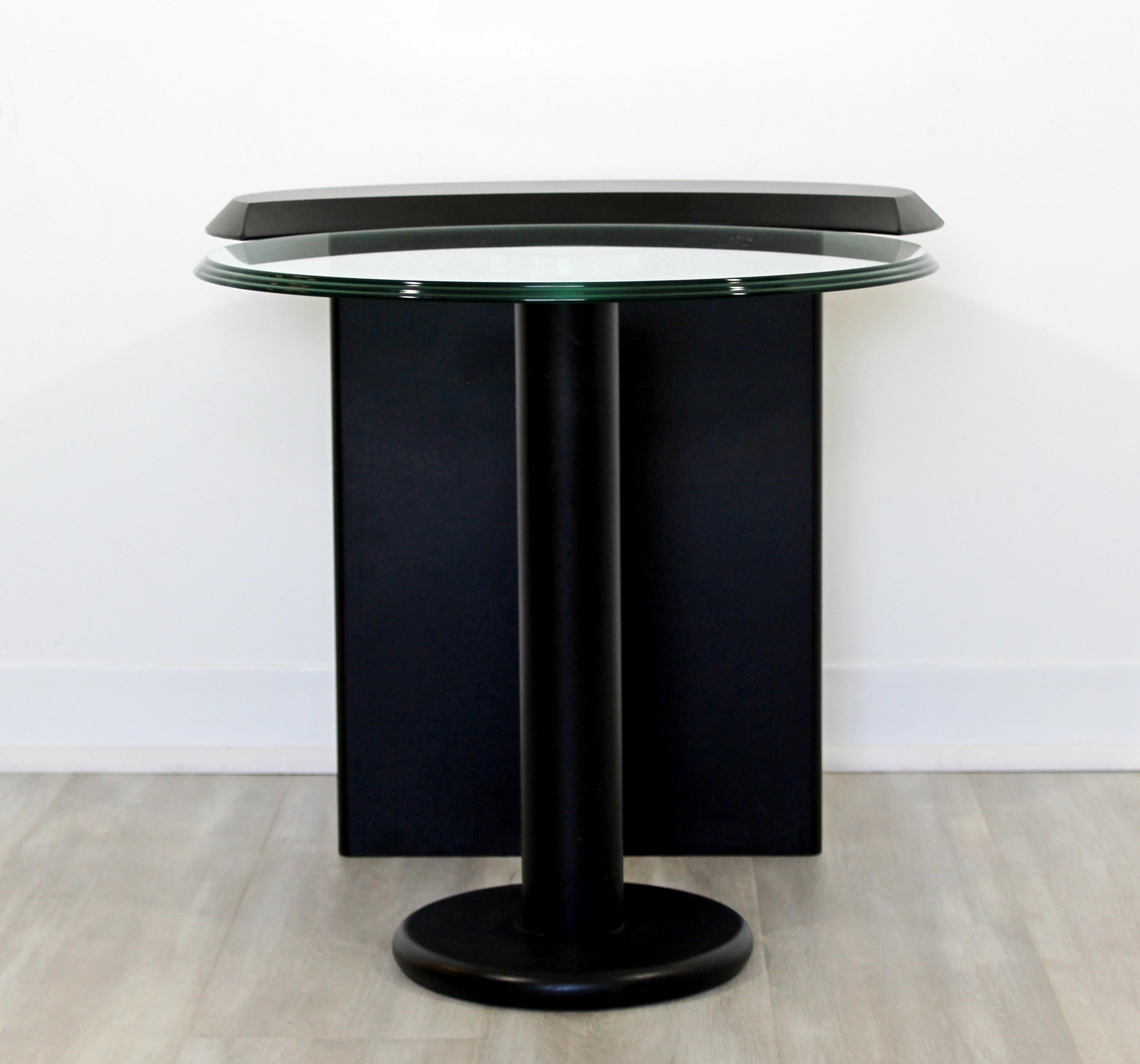 Late 20th Century Contemporary Modern Cassina Black Metal Chrome & Glass Side Table, 1970s, Italy