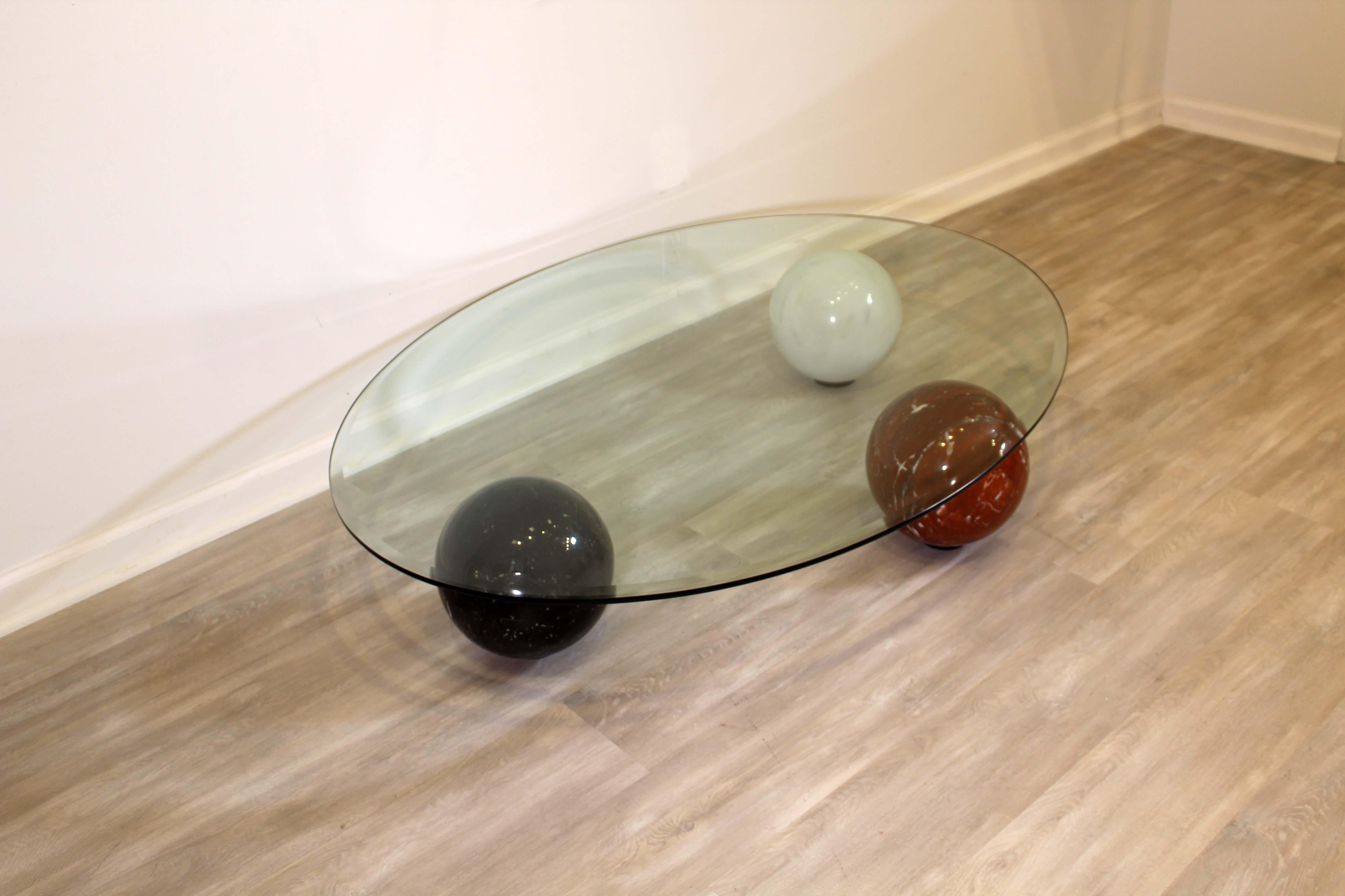 Contemporary Modern Cattelan Italia Vignelli Style Marble and Glass Coffee Table In Good Condition In Keego Harbor, MI