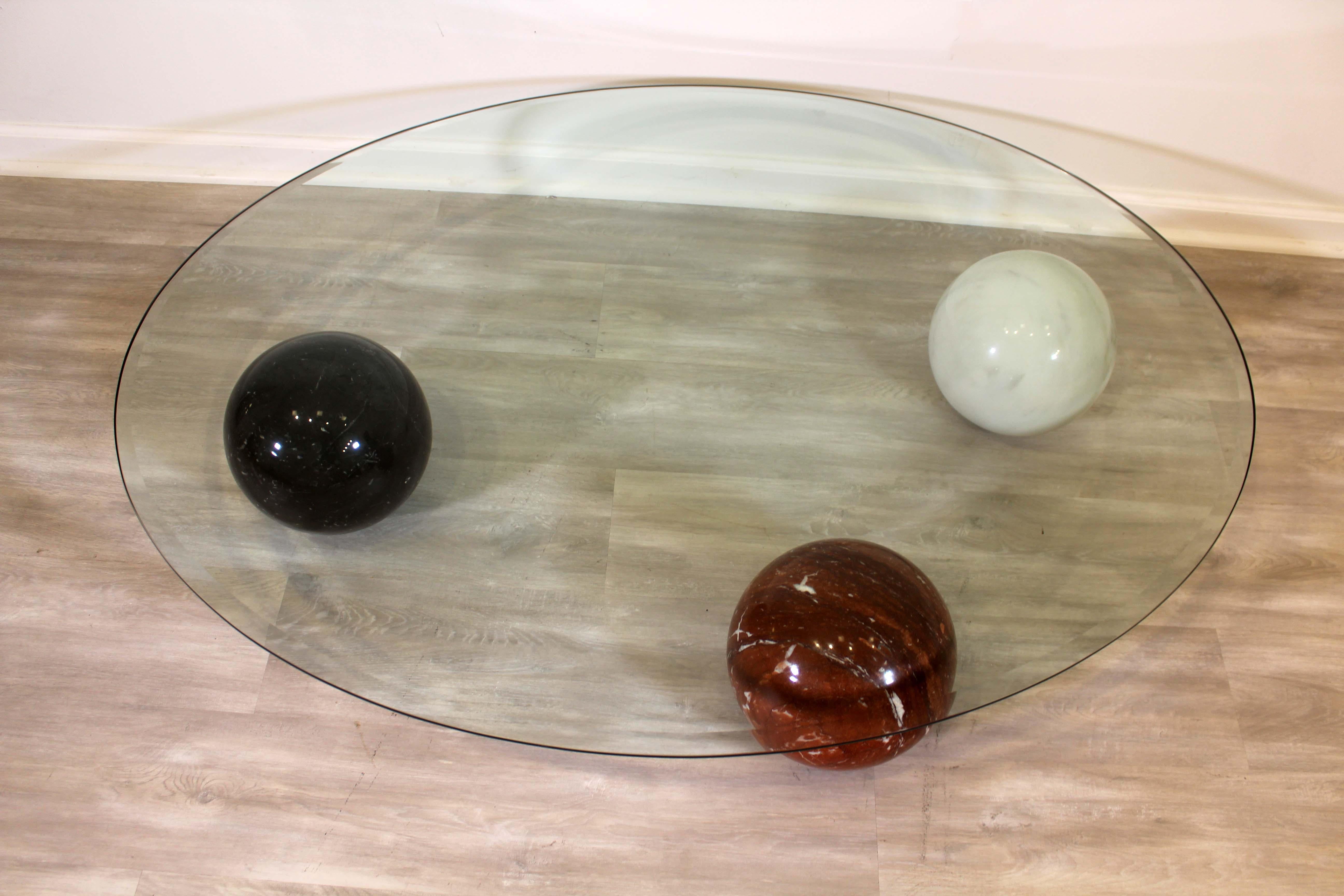 Contemporary Modern Cattelan Italia Vignelli Style Marble and Glass Coffee Table 3
