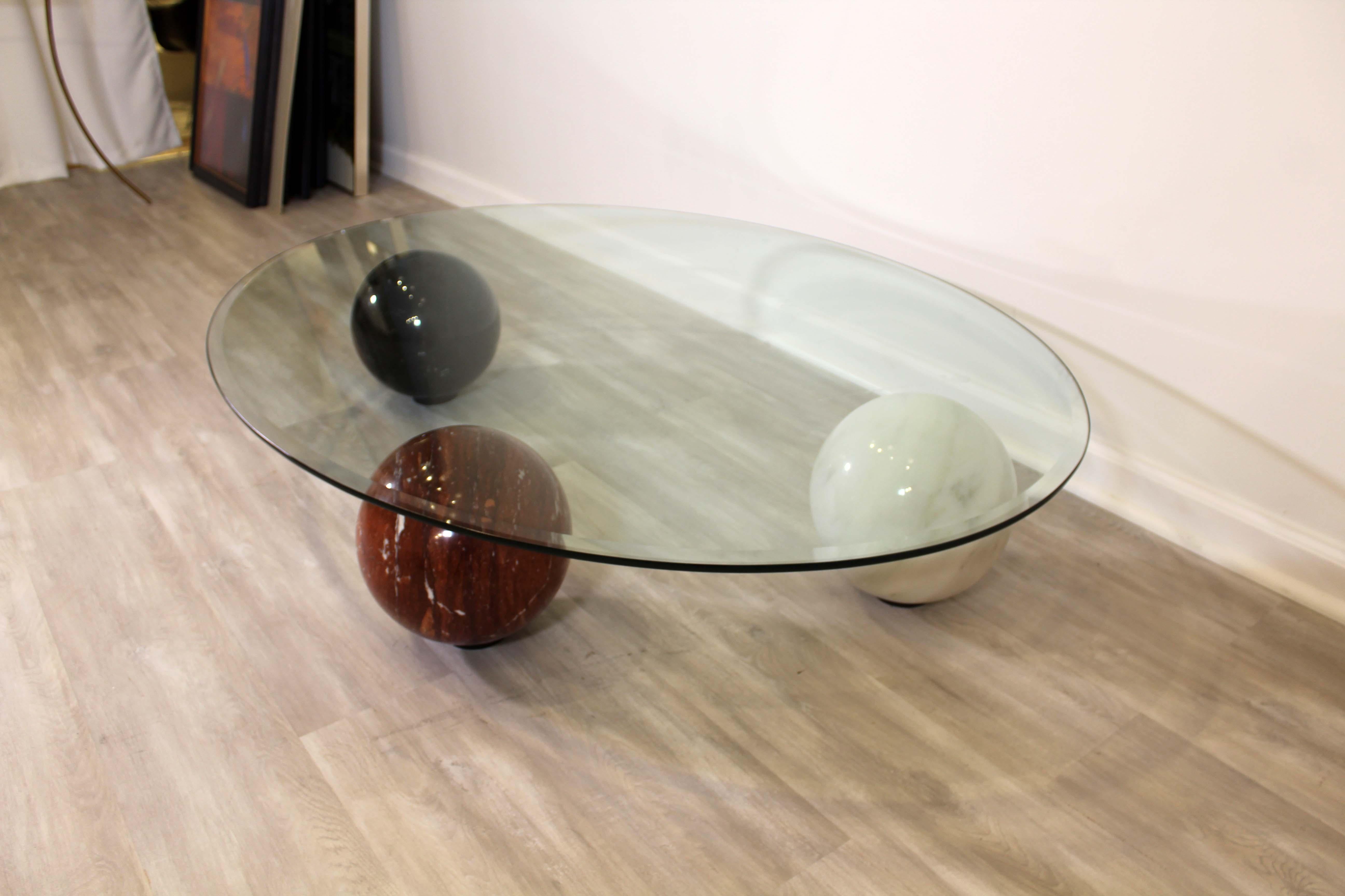 Contemporary Modern Cattelan Italia Vignelli Style Marble and Glass Coffee Table 4