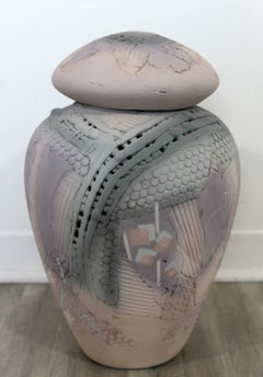 Contemporary Modern Ceramic Covered Lidded Vessel Signed Gail Markiewicz 1980s