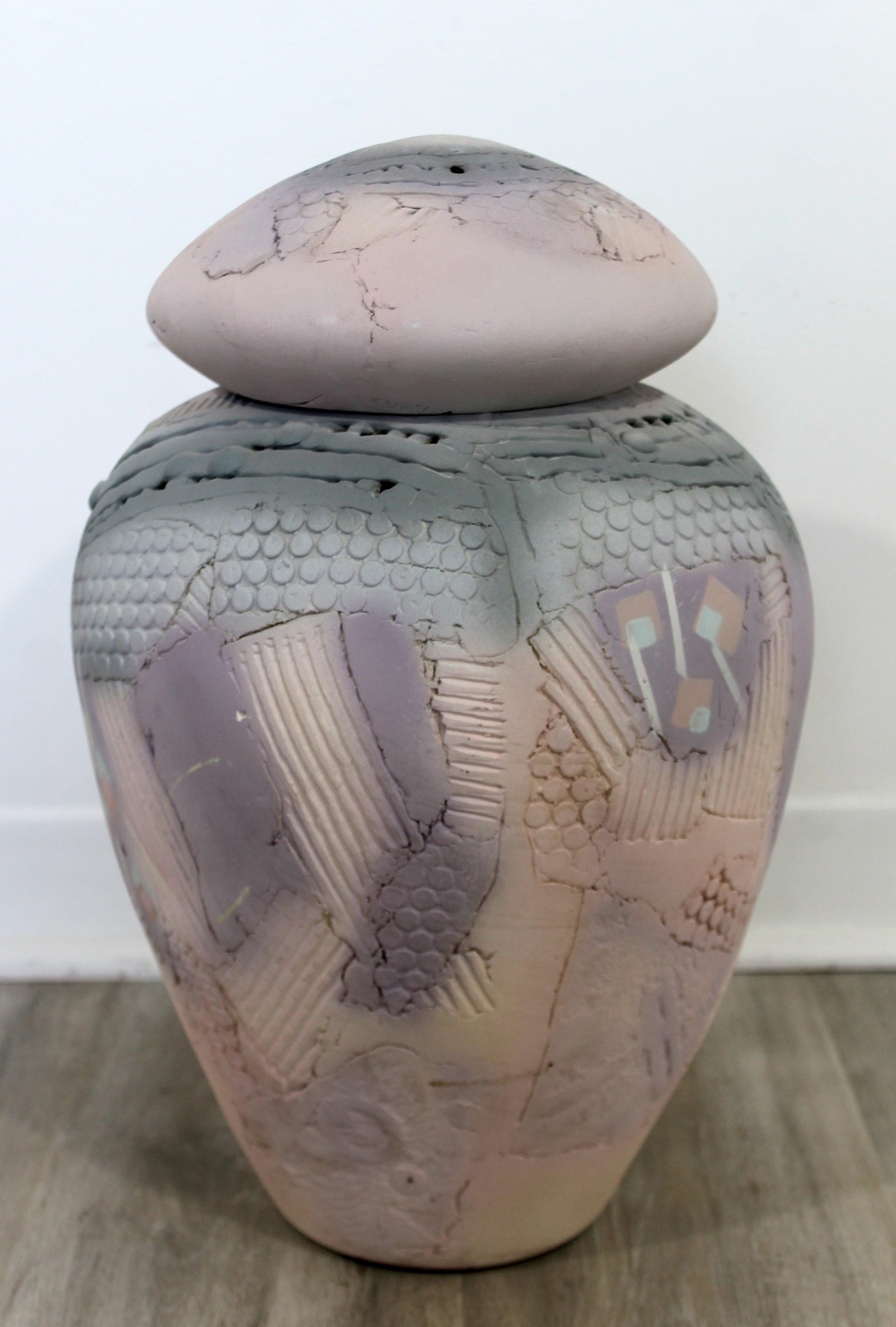 Contemporary Modern Ceramic Covered Lidded Vessel Signed Gail Markiewicz 1980s In Good Condition In Keego Harbor, MI
