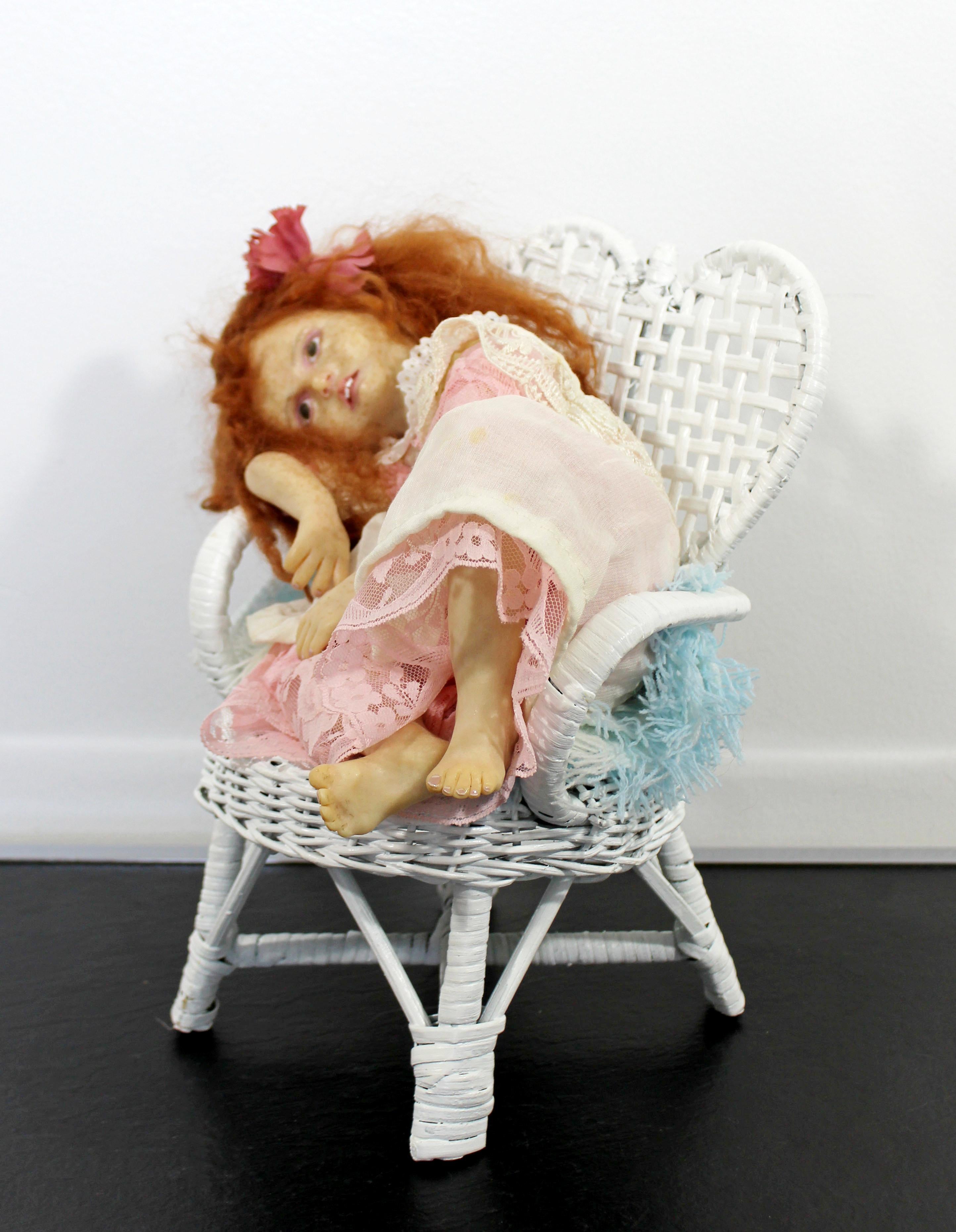 American Contemporary Modern Ceramic Polymer Sculpted Girl Doll Table Sculpture Liz Shaw