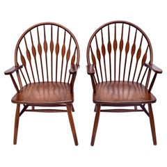 Contemporary Modern Cherrywood Windsor Peacock Side Chairs