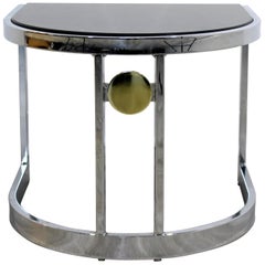 Contemporary Modern Chrome & Granite Milo Baughman Side End Table, 1970s