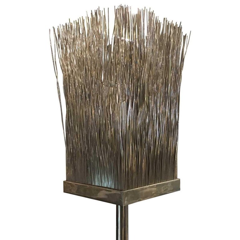 Contemporary Modern Chrome Life Size Wire Diffuser Floor Lamp