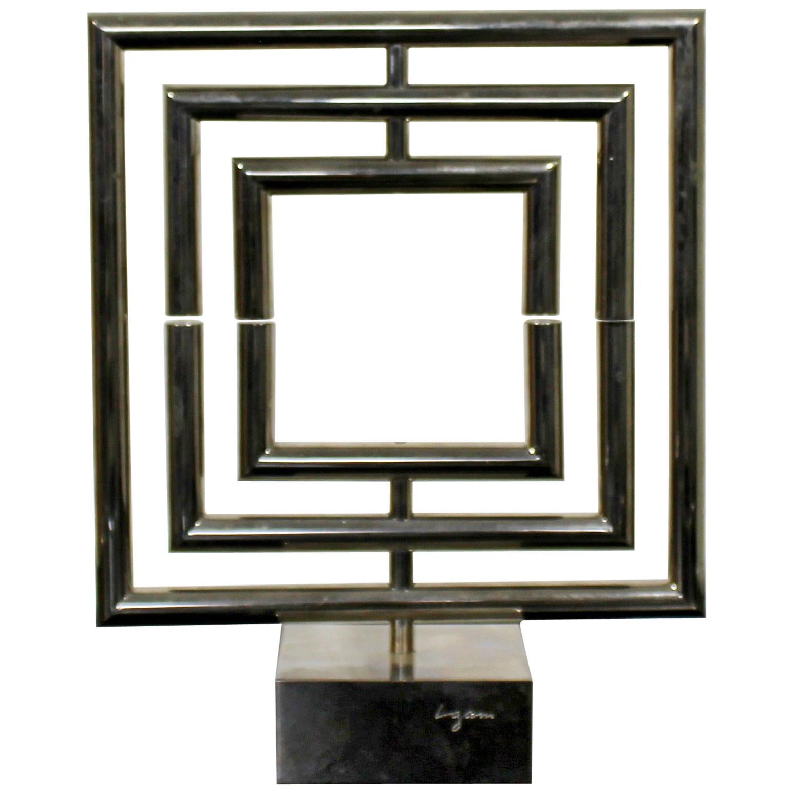 Contemporary Modern Chrome Symmetrical Table Sculpture Signed