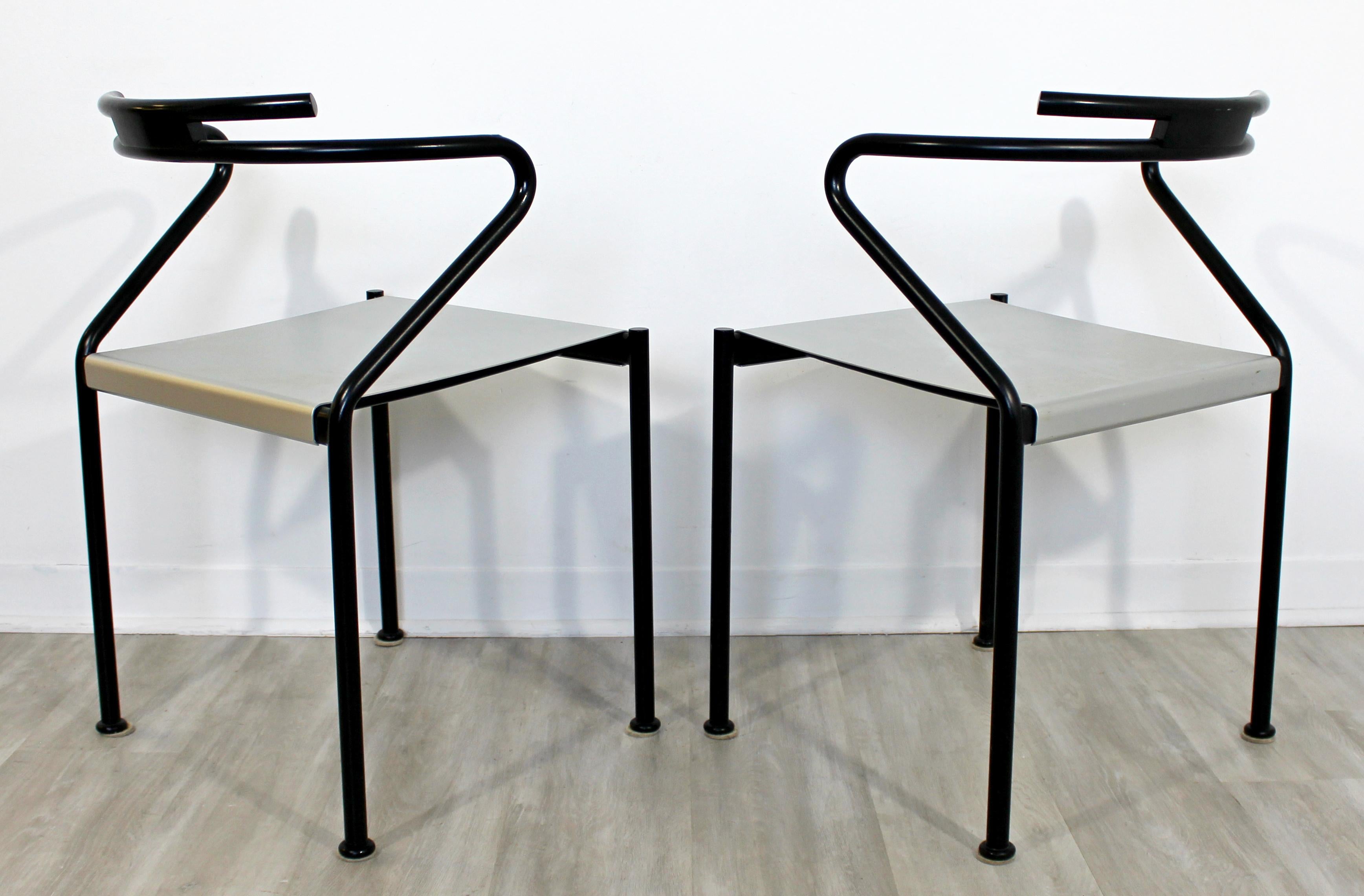 Italian Contemporary Modern Cidue Postmodern Pair of Steel Accent Chairs, Italy, 1980s