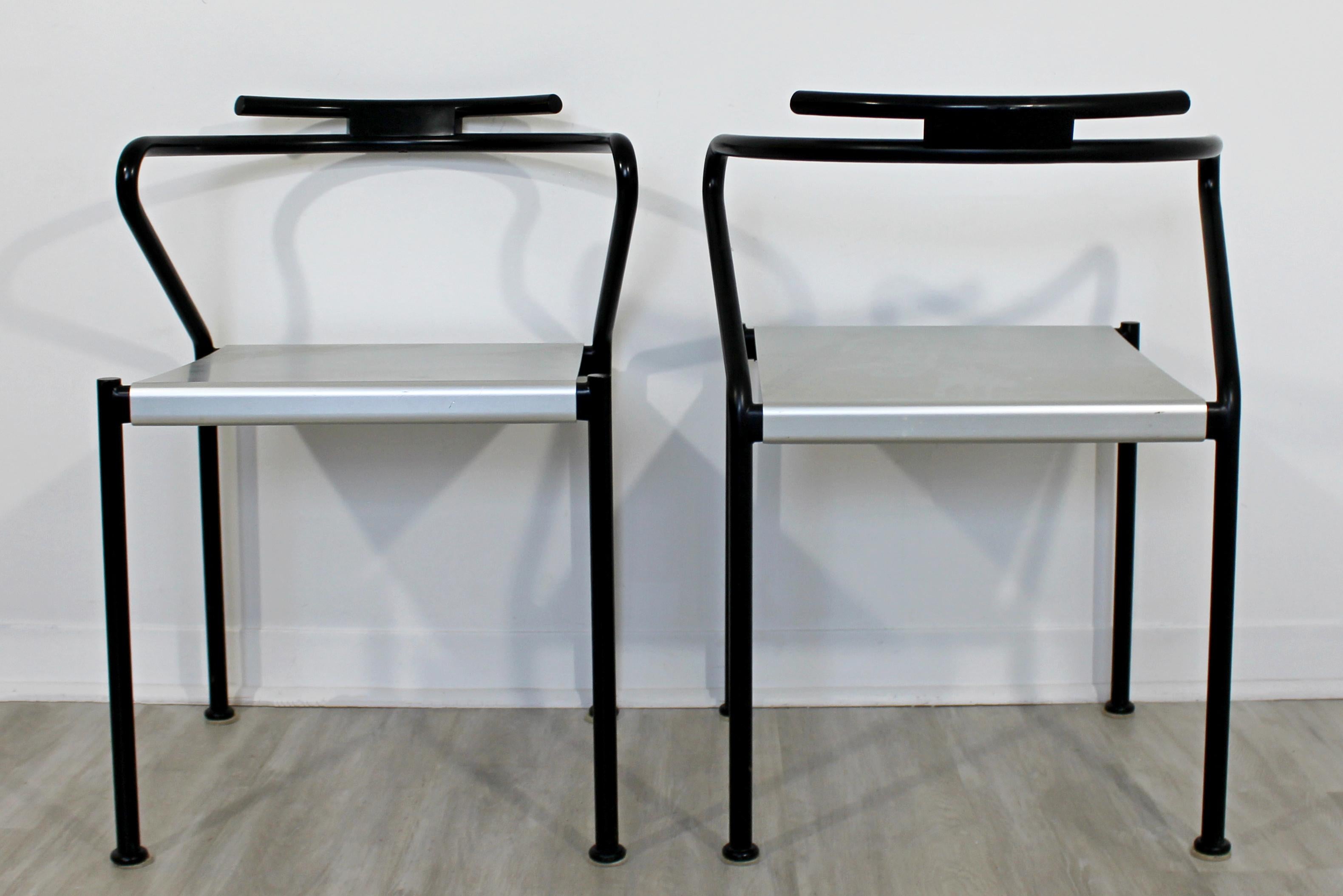 Contemporary Modern Cidue Postmodern Pair of Steel Accent Chairs, Italy, 1980s In Good Condition In Keego Harbor, MI