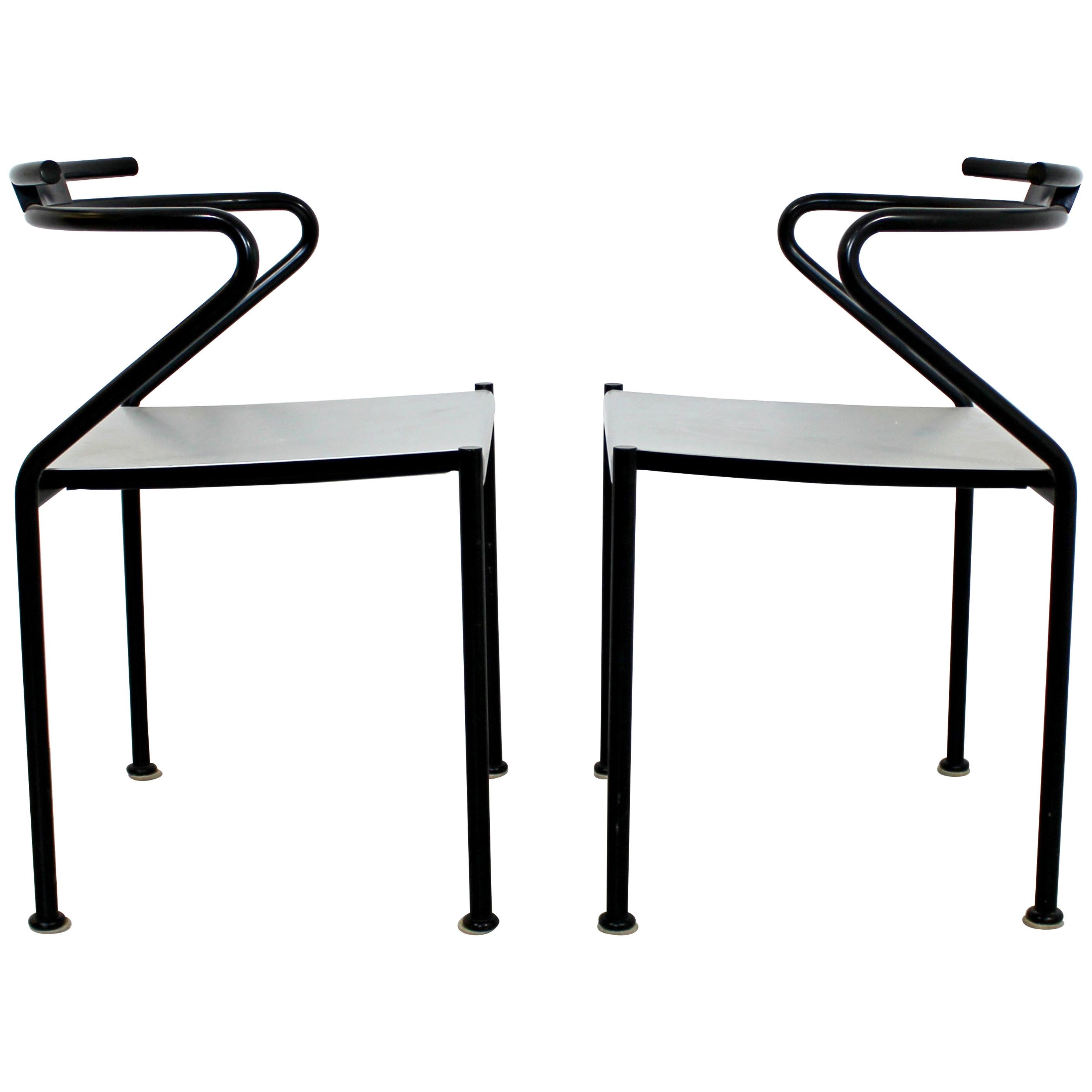 Contemporary Modern Cidue Postmodern Pair of Steel Accent Chairs, Italy, 1980s