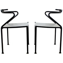 Contemporary Modern Cidue Postmodern Pair of Steel Accent Chairs, Italy, 1980s