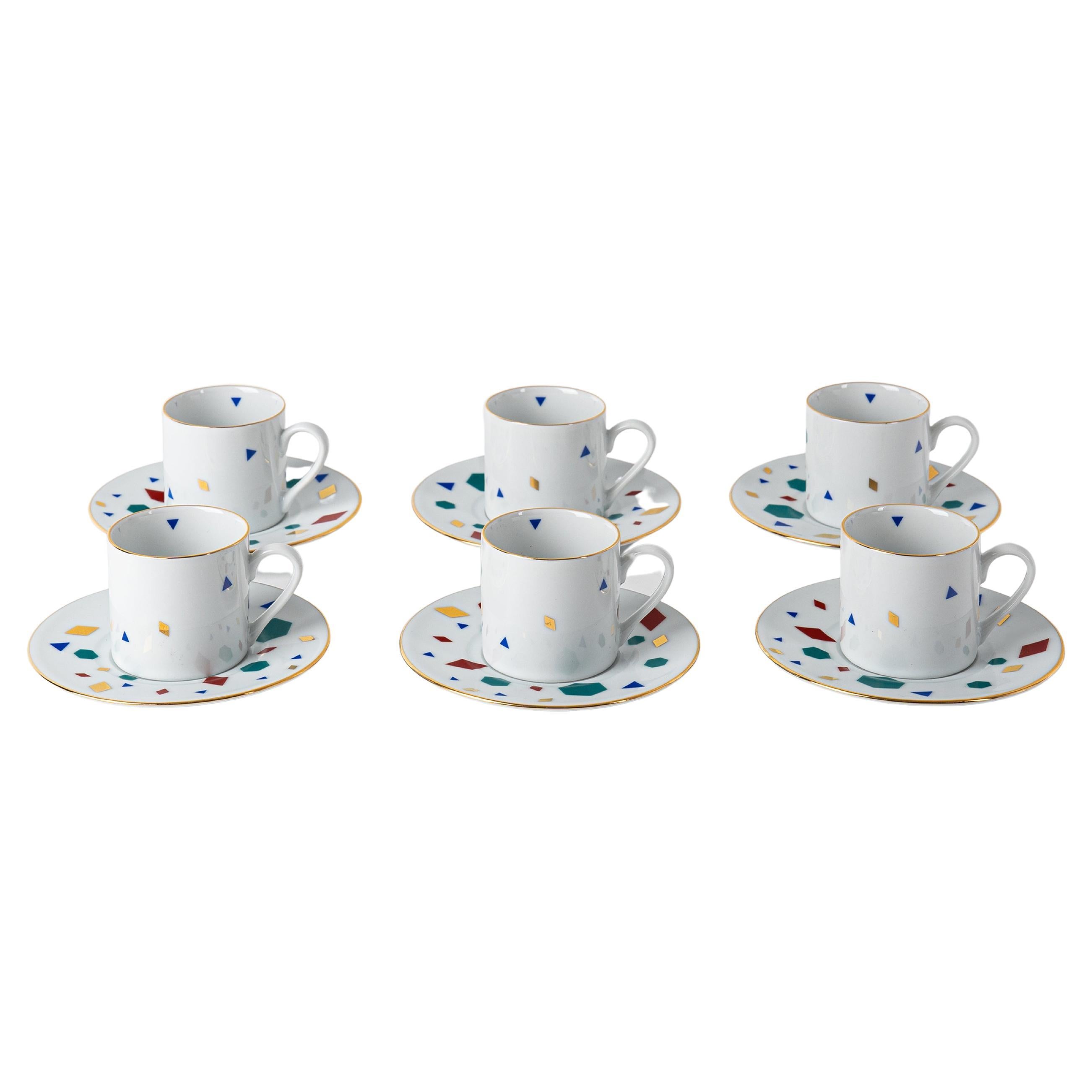 Contemporary Modern, Çini Decorated Porcelain Coffee Cup &Saucer 90ml, 6er Set im Angebot