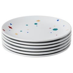 Assiette à dîner moderne contemporaine en porcelaine Çini, décorée des deux côtés, lot de 6