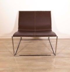 Contemporary Modern Coalesse Holy Day Faux Leather Chrome Lounge Chair