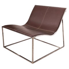 Contemporary Modern Coalesse Holy Day Faux Leather Chrome Lounge Chair
