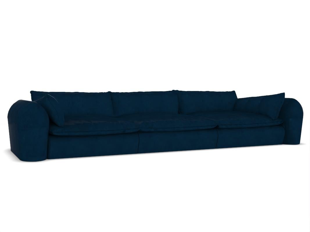 Contemporary Modern Comfy Sofa in Blue Leather by Collector In New Condition For Sale In Castelo da Maia, PT