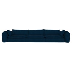 Divano moderno e comodo in pelle blu di Collector