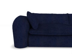 Contemporary Modern Comfy Sofa in Blue Velvet Fabric by Collector