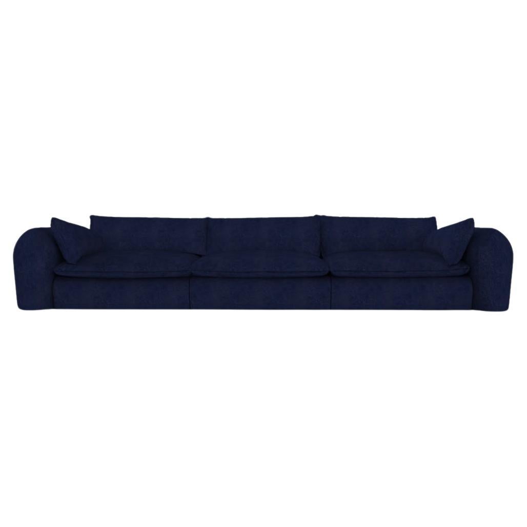 Contemporary Modern Comfy Sofa in Blue Velvet Fabric von Collector im Angebot