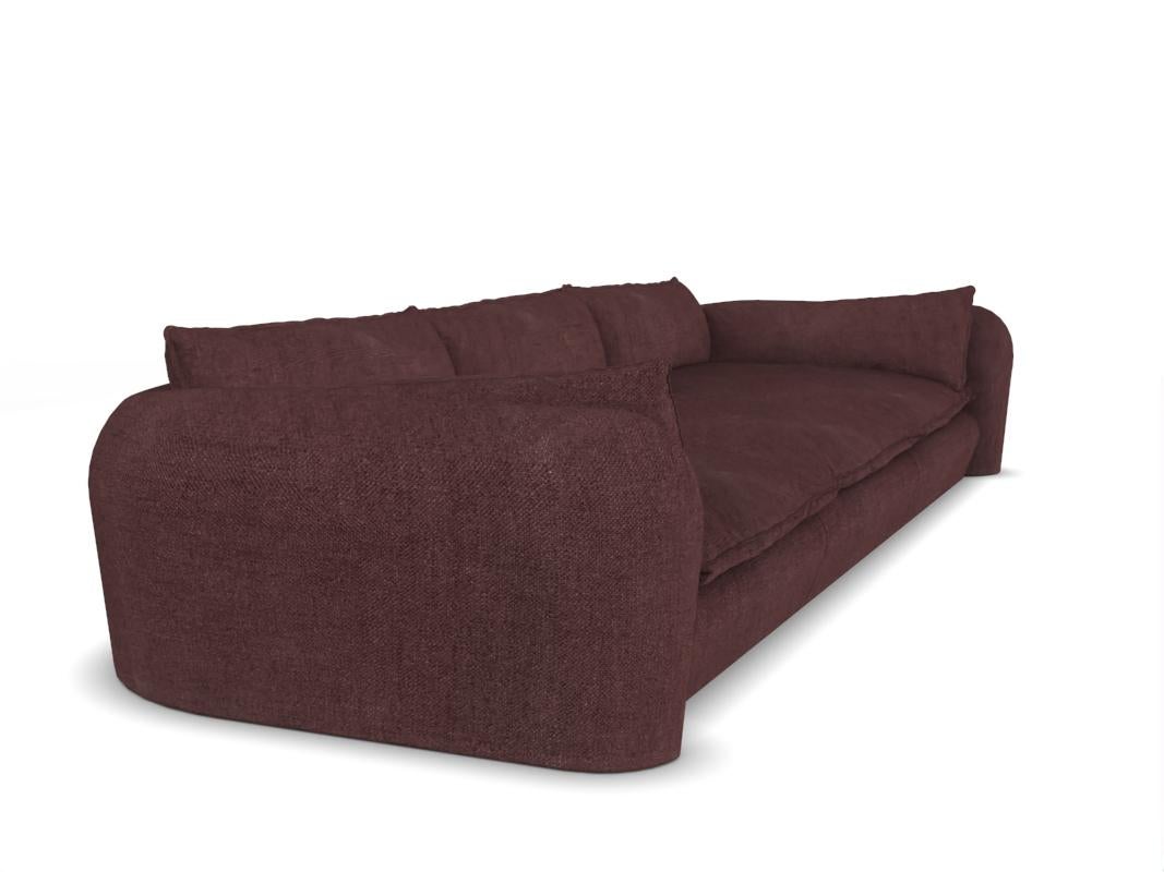 Contemporary Modern Comfy Sofa in Bordeaux Famiglia Fabric by Collector For Sale 1