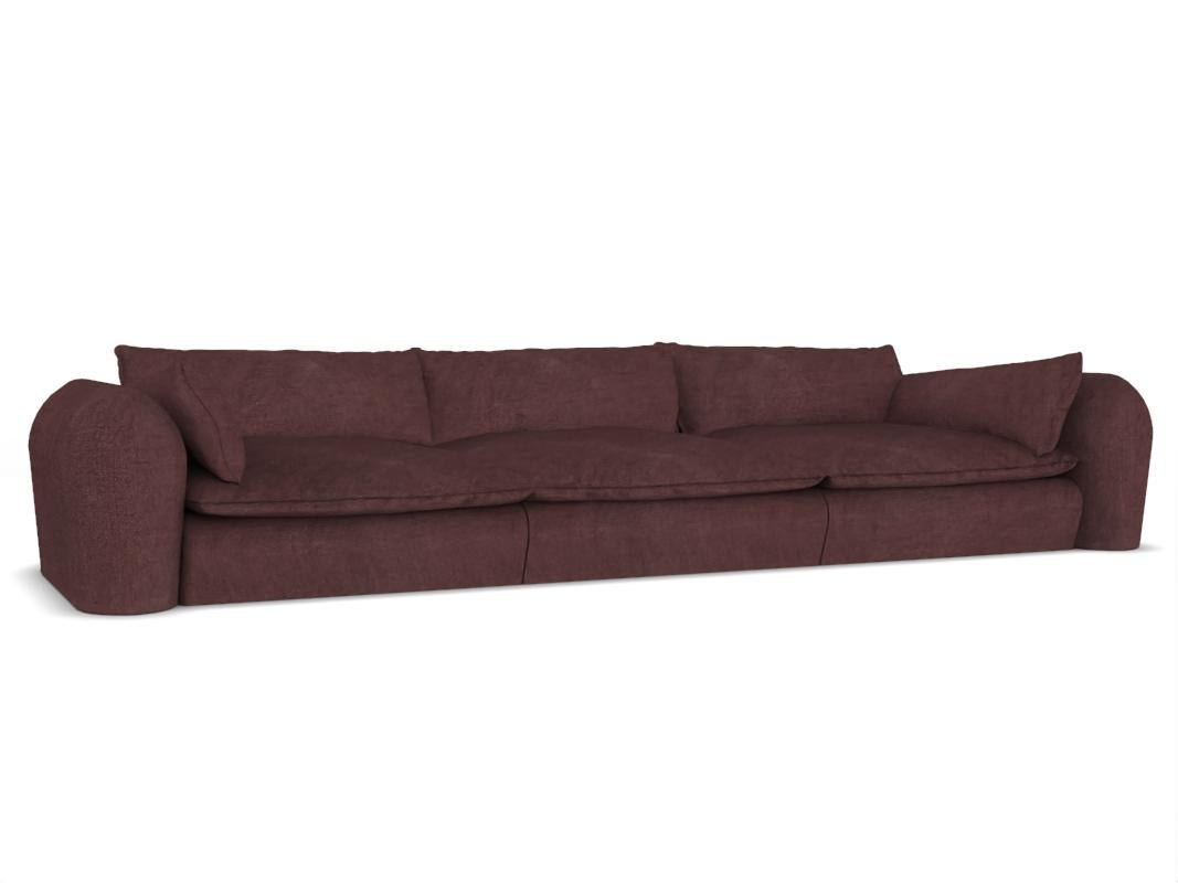 Contemporary Modern Comfy Sofa in Bordeaux Famiglia Fabric by Collector For Sale 2