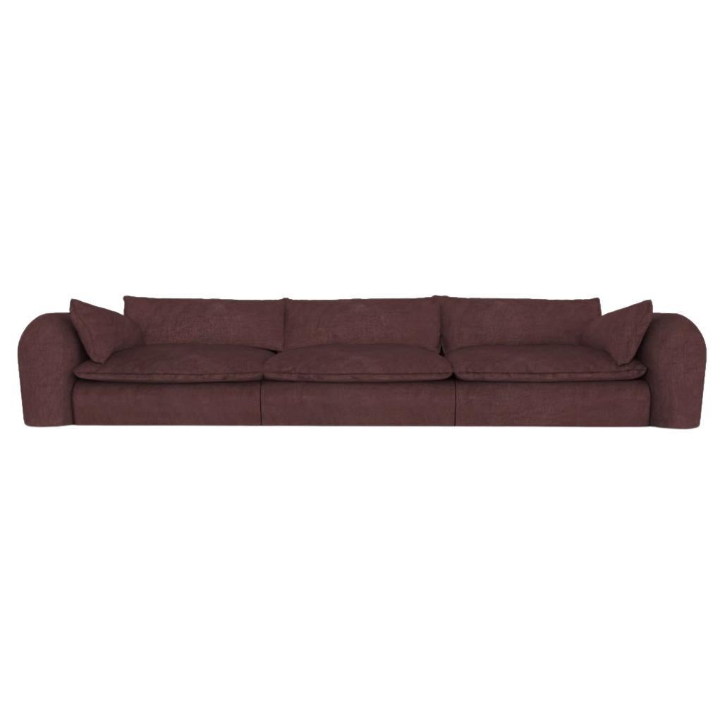 Contemporary Modern Comfy Sofa in Bordeaux Famiglia Fabric by Collector For Sale