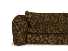 Contemporary Modern Comfy Sofa in Charcoal Fabric by Collector