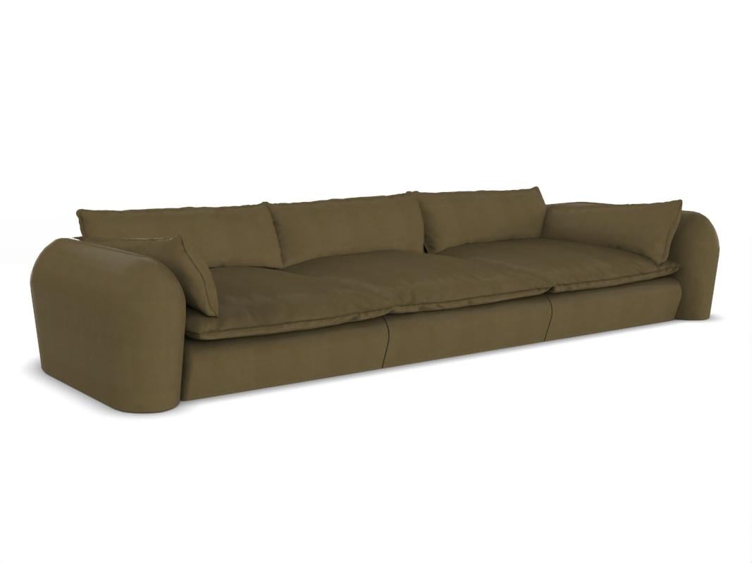 Contemporary Modern Comfy Sofa in Green Leather by Collector In New Condition For Sale In Castelo da Maia, PT