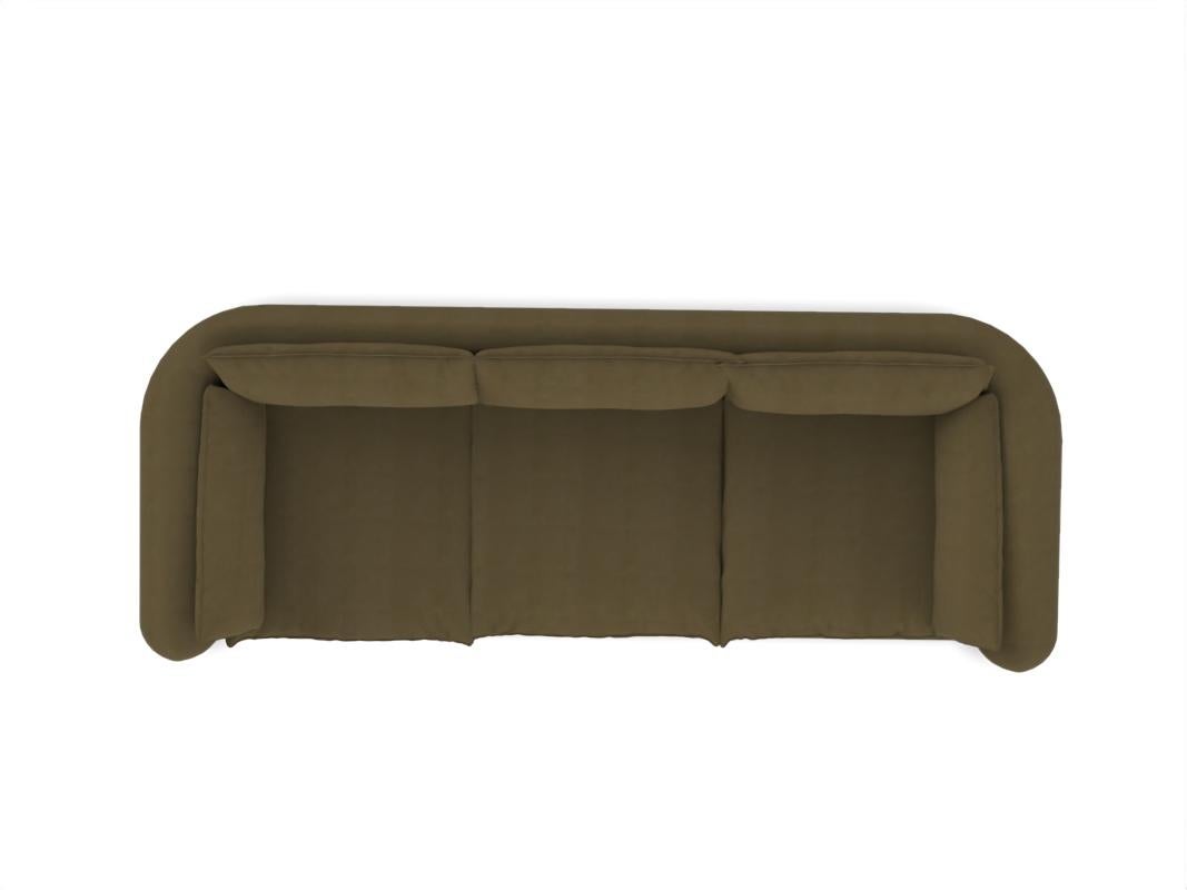 Fabric Contemporary Modern Comfy Sofa in Green Leather by Collector For Sale