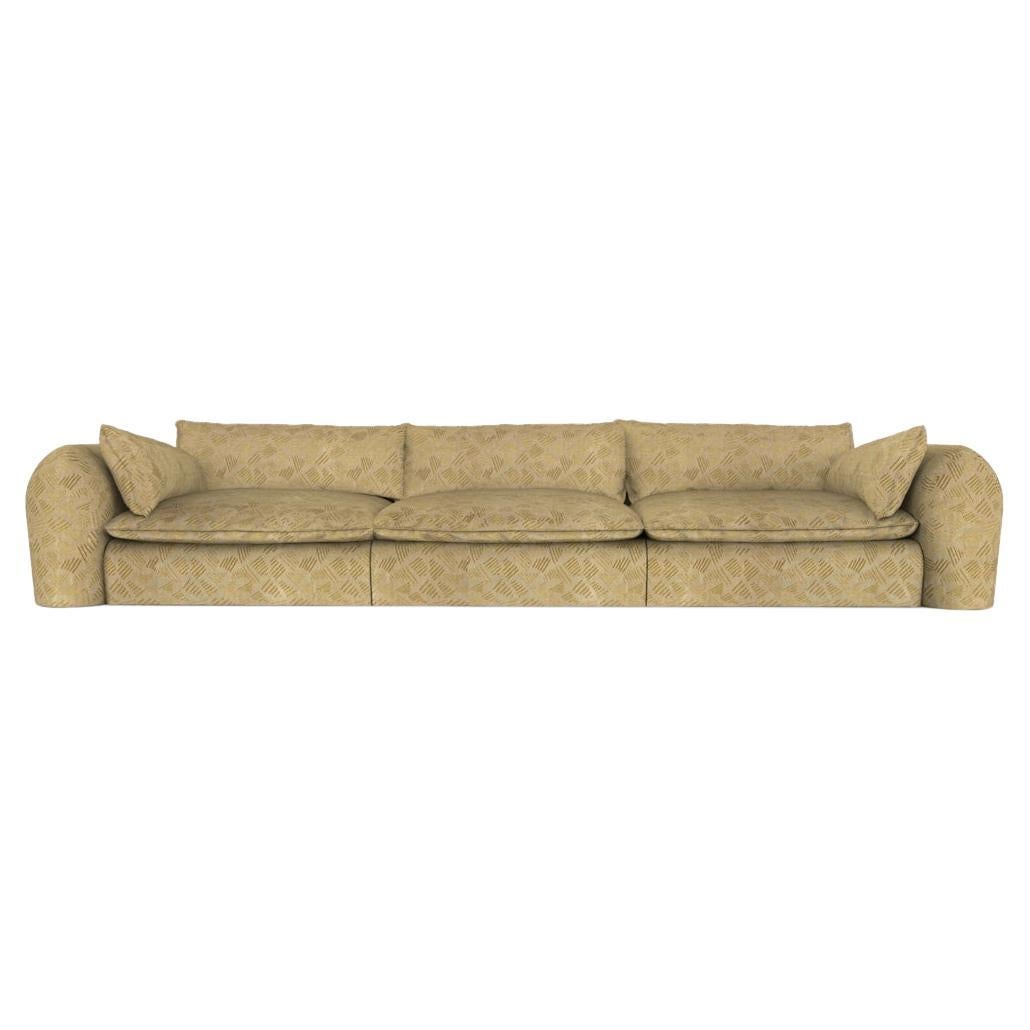 Contemporary Modern Comfy Sofa in Linen Fabric by Collector