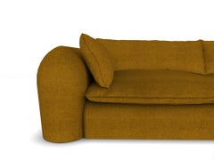 Contemporary Modern Comfy Sofa in Saffron Fabric by Collector