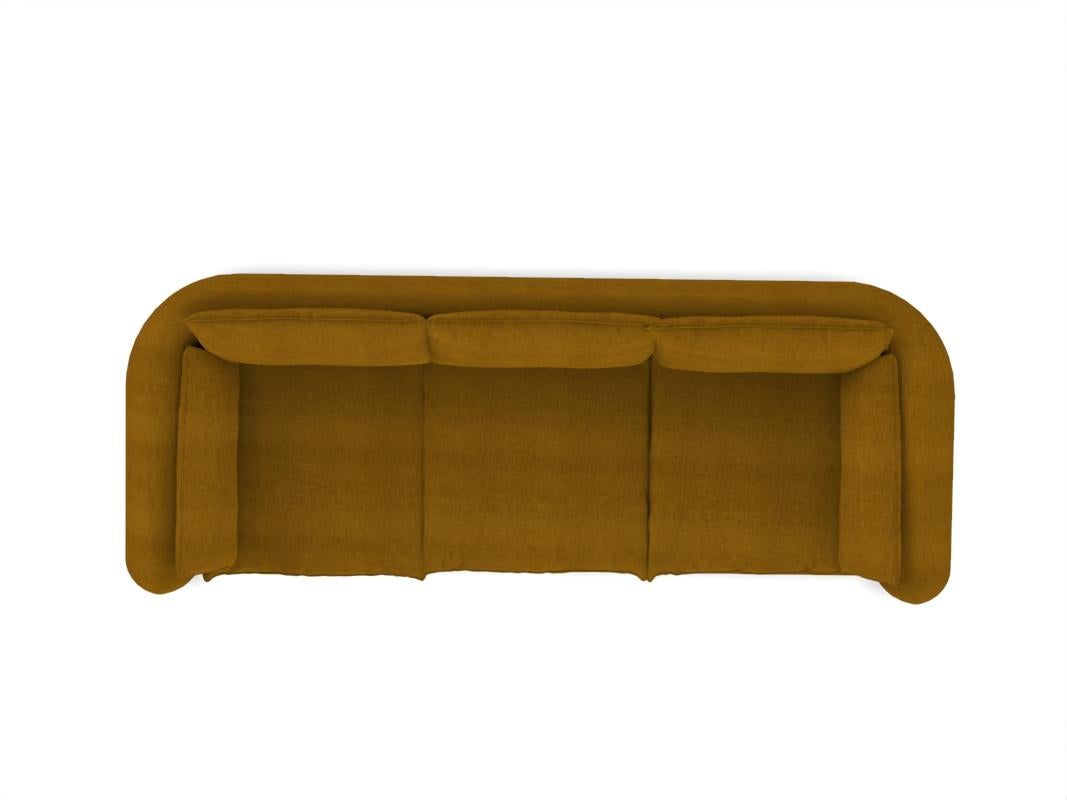 Contemporary Modern Comfy Sofa in Saffron Fabric by Collector For Sale 1