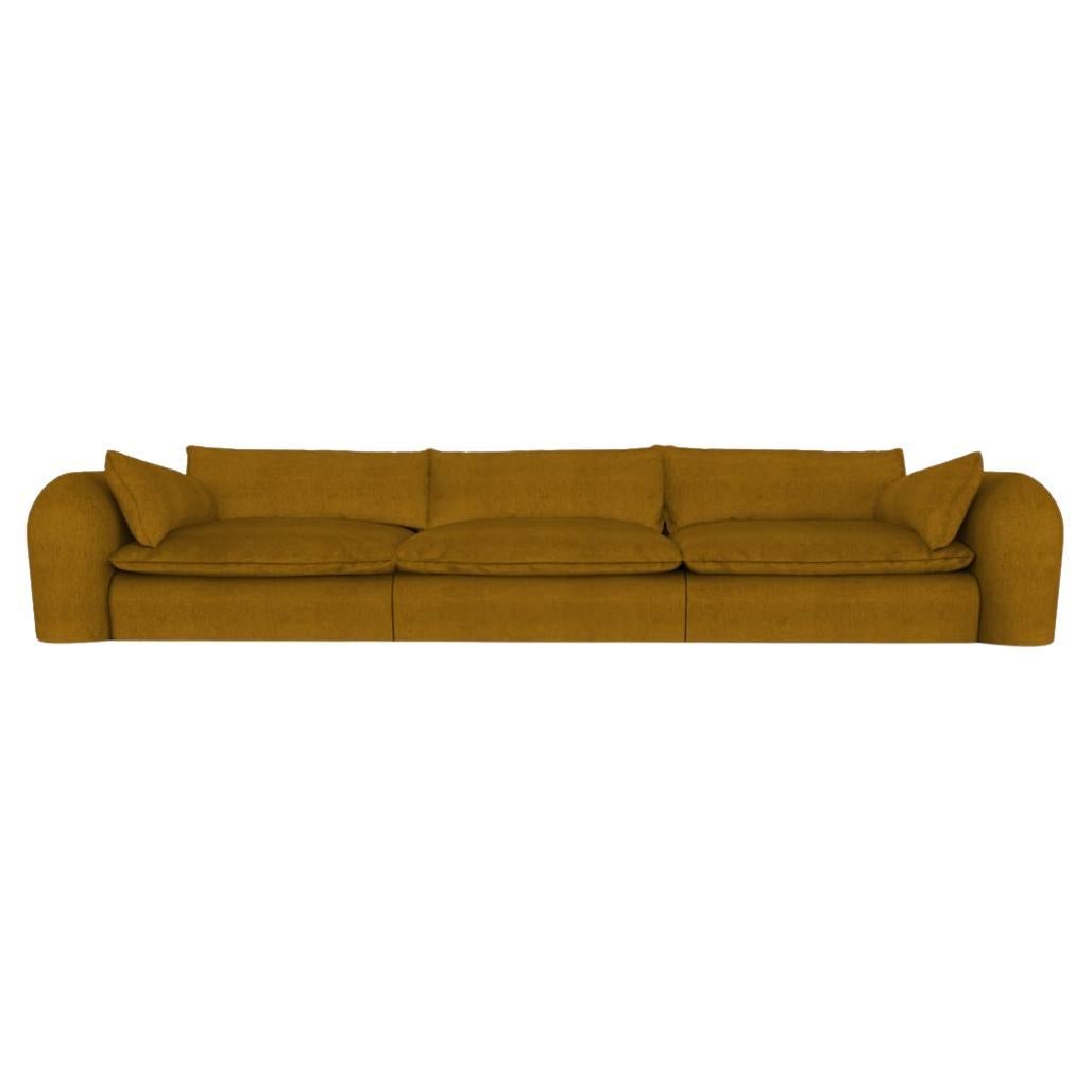 Contemporary Modern Comfy Sofa in Saffron Fabric by Collector
