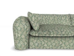 Contemporary Modern Comfy Sofa in Seafoam Fabric by Collector