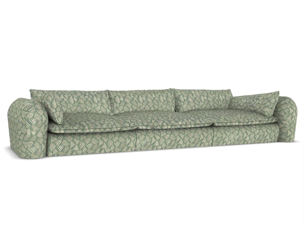 Contemporary Modern Comfy Sofa in Seafoam Fabric by Collector For Sale 2