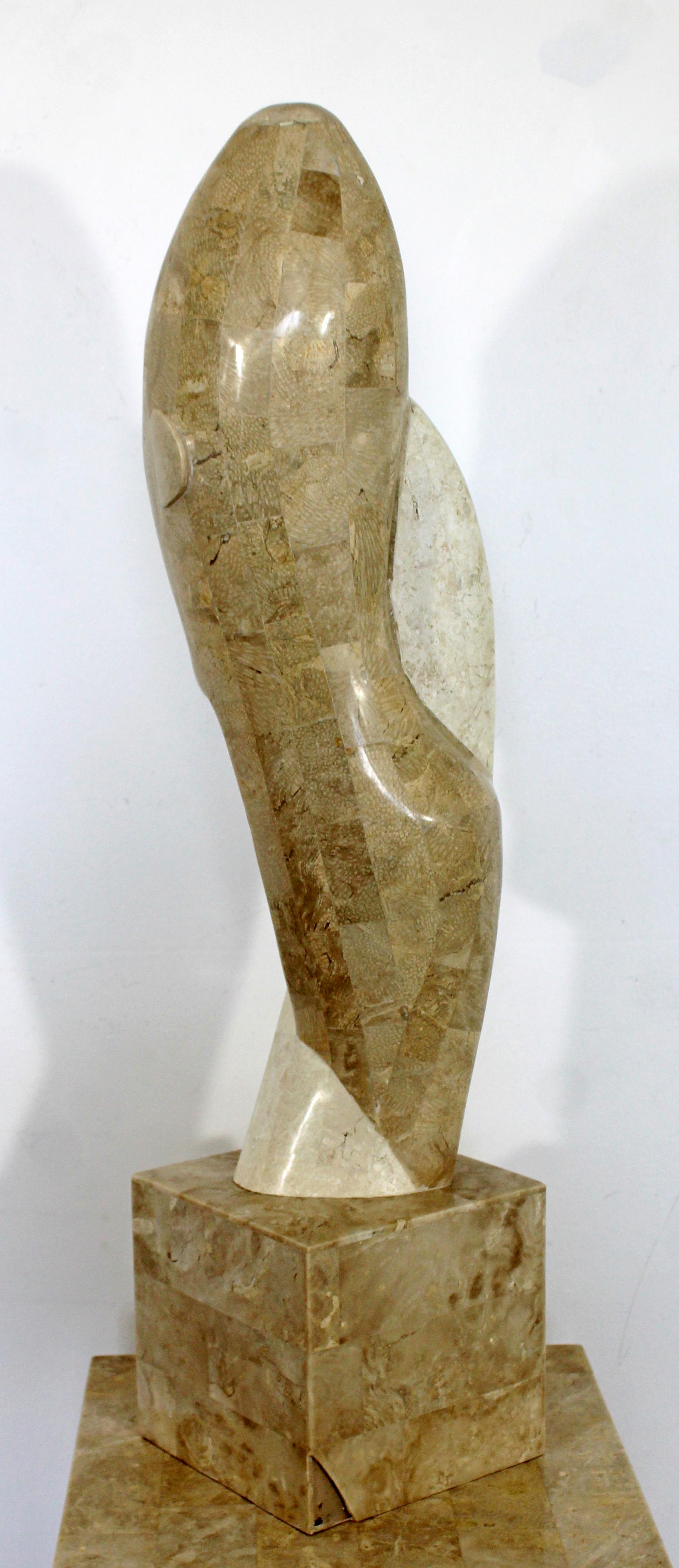 American Contemporary Modern Composite Faux Marble Table Sculpture Austin Prod Era, 1980s For Sale