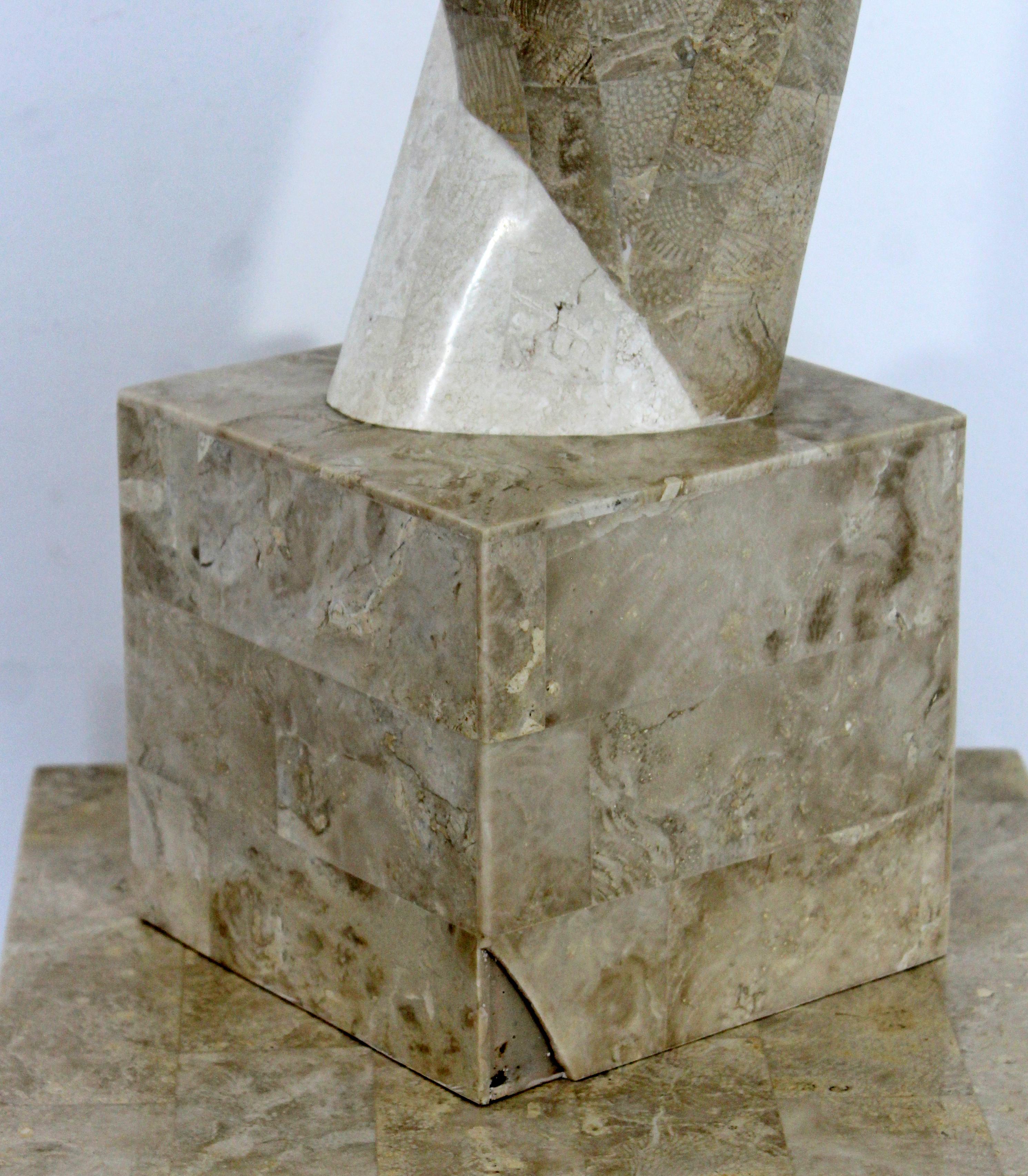 Contemporary Modern Composite Faux Marble Table Sculpture Austin Prod Era, 1980s In Good Condition For Sale In Keego Harbor, MI