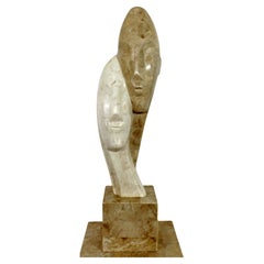 Contemporary Modern Composite Faux Marble Table Sculpture Austin Prod Era, 1980s