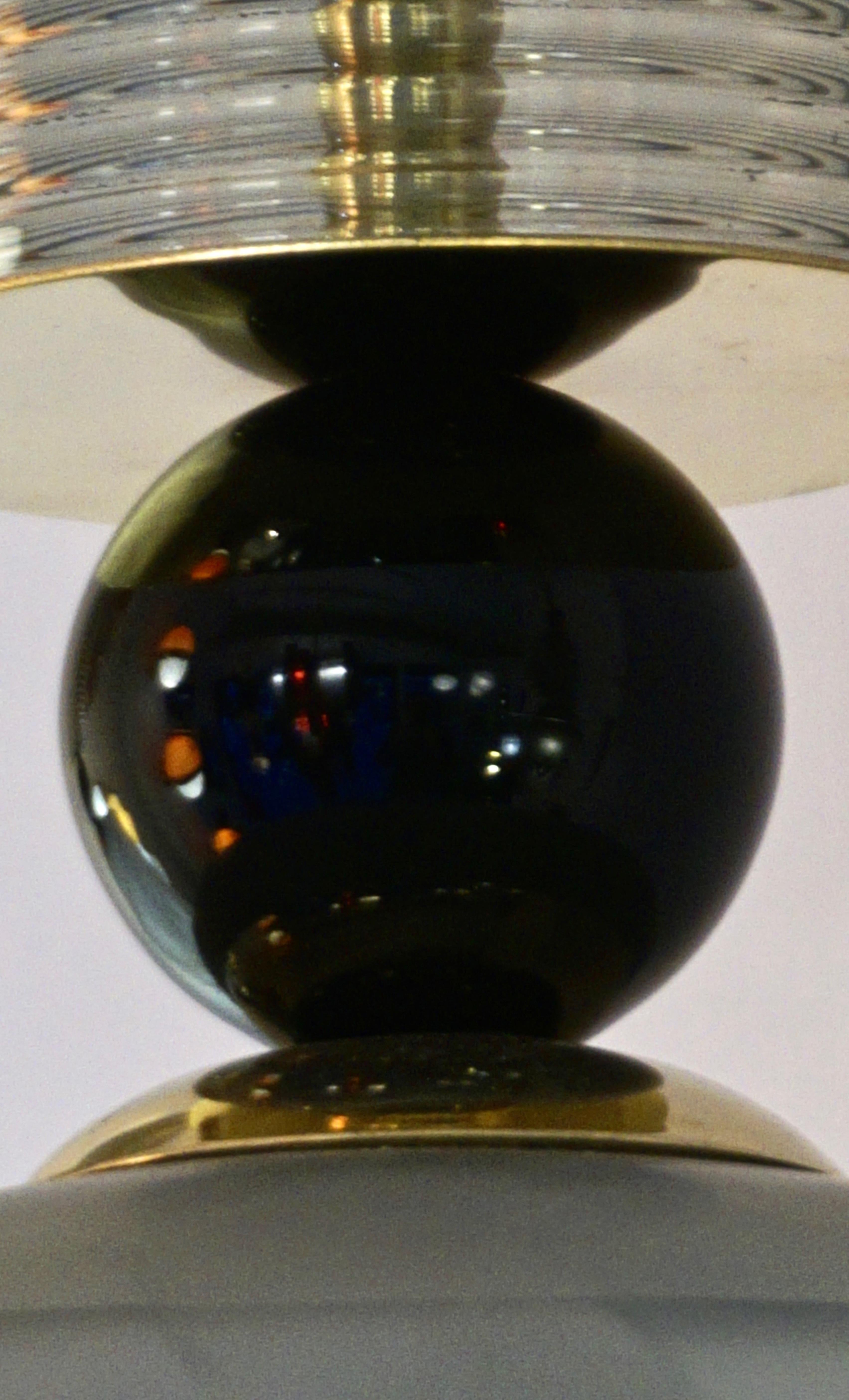 Fait main Lampe à suspension moderne contemporaine en verre de Murano en cristal noir et albâtre en vente