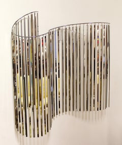 Contemporary Modern Curtis Jere Signed Chrome Wave Kinetic Wall Sculpture 1980s