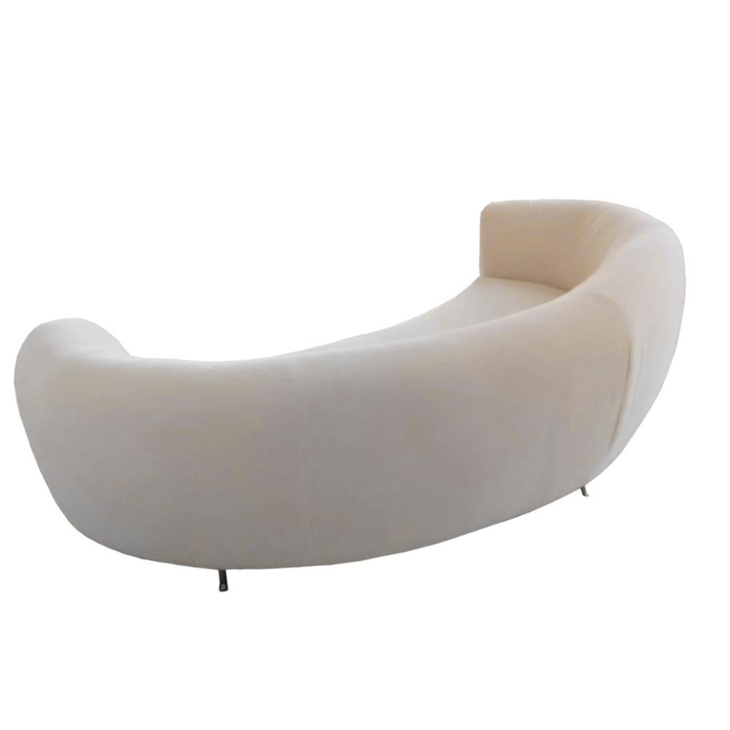 white boucle curved sofa