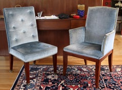 Contemporary Modern Custom High Back Set 6 Cherry Wood Brass Side Dining Chairs