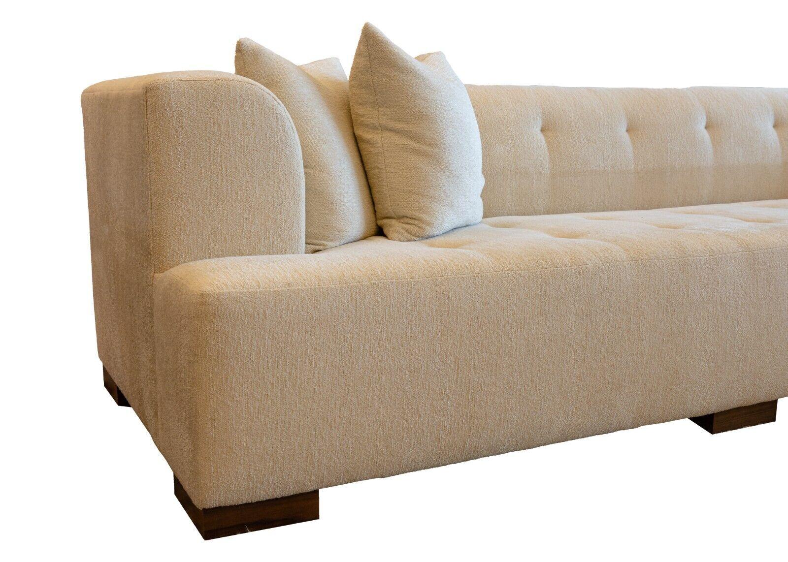 Contemporary Modern Custom Made Cream Tufted Glant 2 Piece Sectional Sofa In Good Condition In Keego Harbor, MI