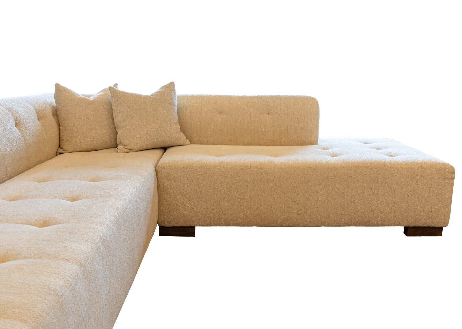 Fabric Contemporary Modern Custom Made Cream Tufted Glant 2 Piece Sectional Sofa