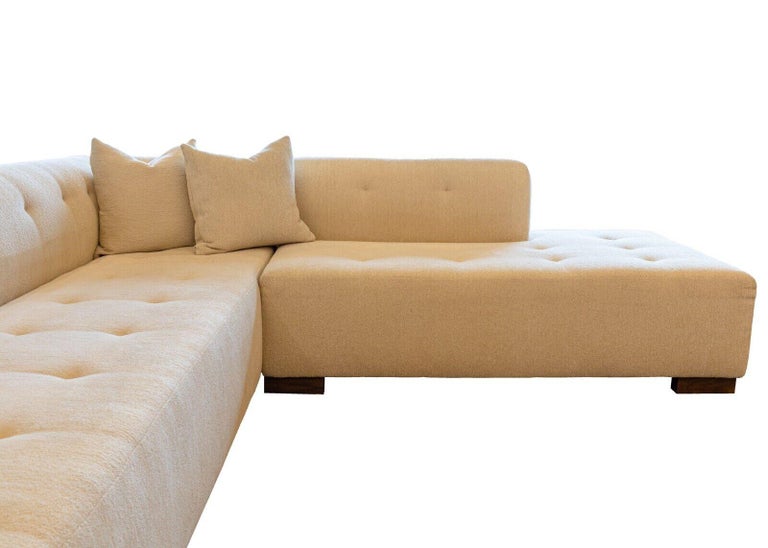 Contemporary Modern Custom Made Cream Tufted Glant 2 Piece Sectional