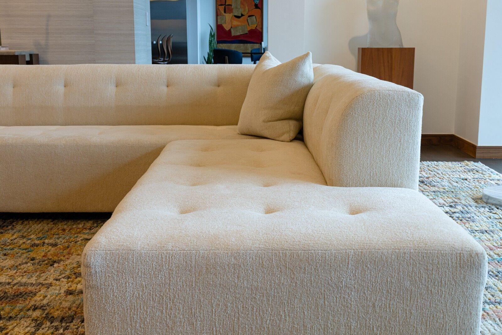 Contemporary Modern Custom Made Cream Tufted Glant 2 Piece Sectional Sofa 1