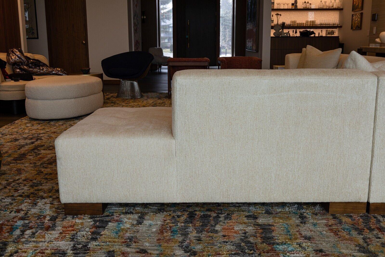 Contemporary Modern Custom Made Cream Tufted Glant 2 Piece Sectional Sofa 2