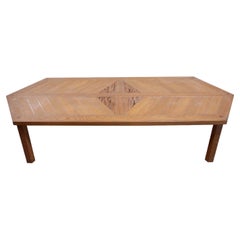Contemporary Modern Custom Made Pecky Cypress Coffee Table w Geometric Design