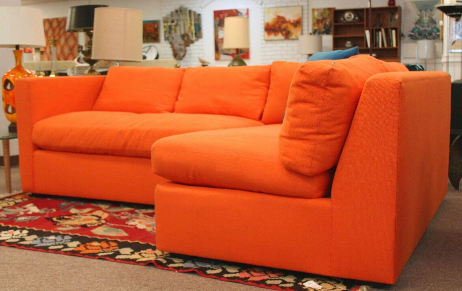 20th Century Contemporary Modern Custom Orange Sectional Sofa w Chaise